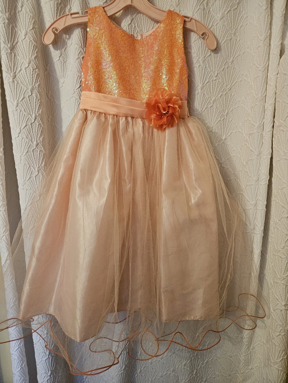 Ellie Kids Peach Sequin Party Dress - Picture 11 of 15